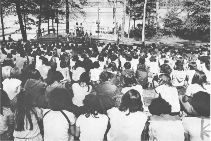 A black and white photo of NJY campers.