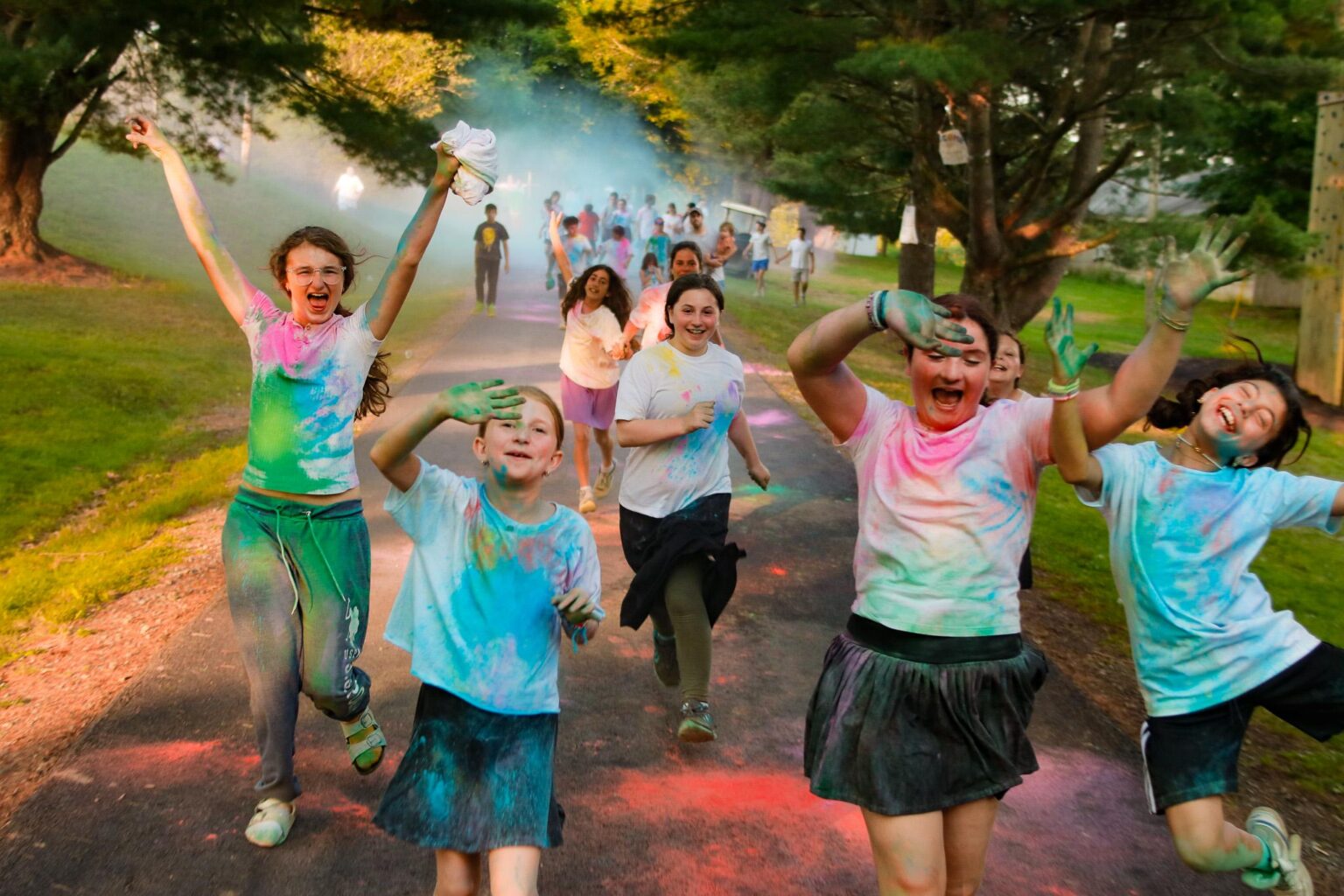 kids smiling covered in paint
